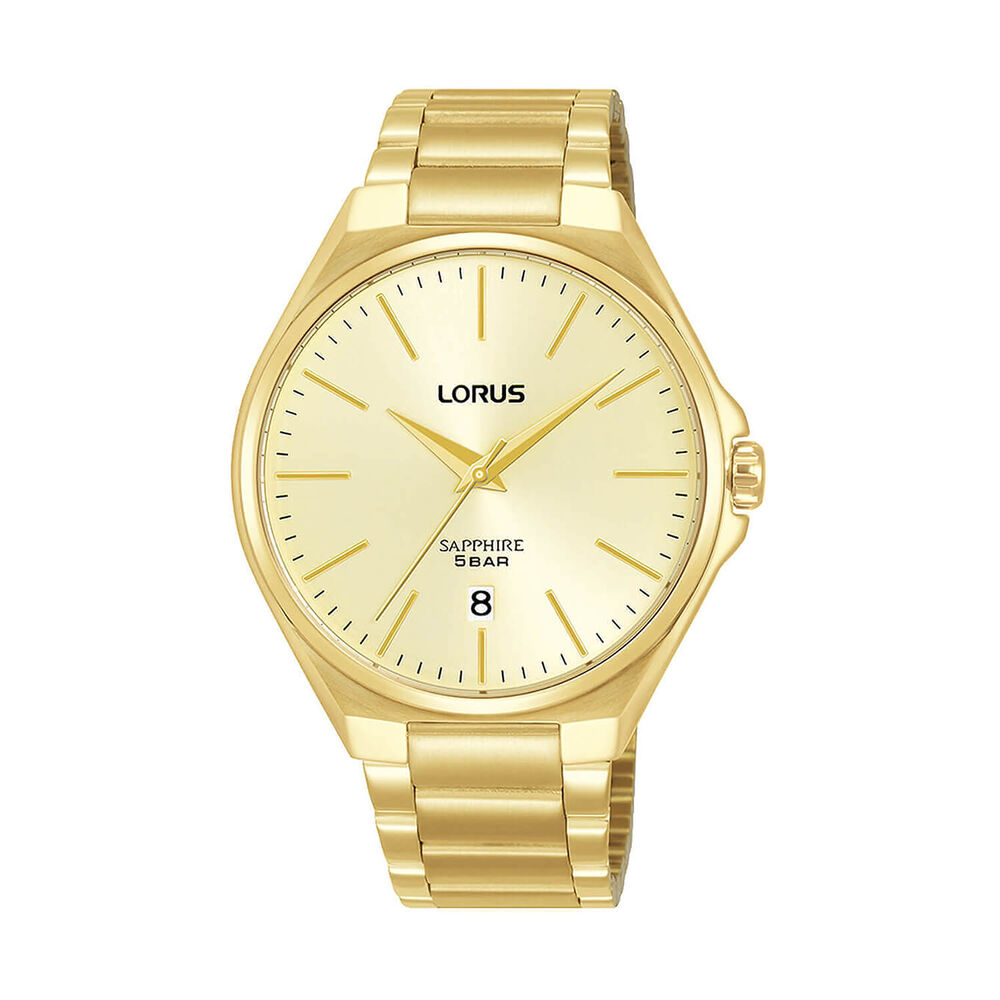Lorus Quartz Gents 40mm Champagne Dial Gold Tone Steel Bracelet Watch image number 0