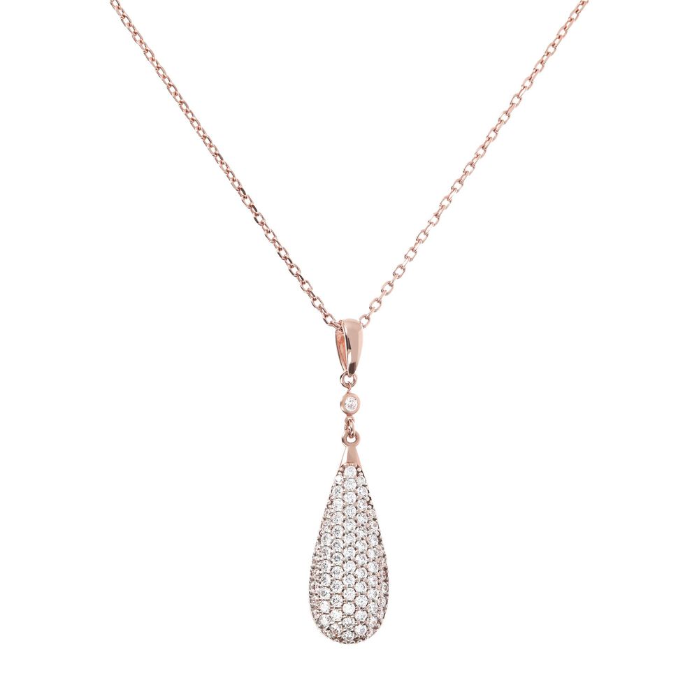 Bronzallure 18ct Rose Gold-Plated Crystal Teardrop Pendant