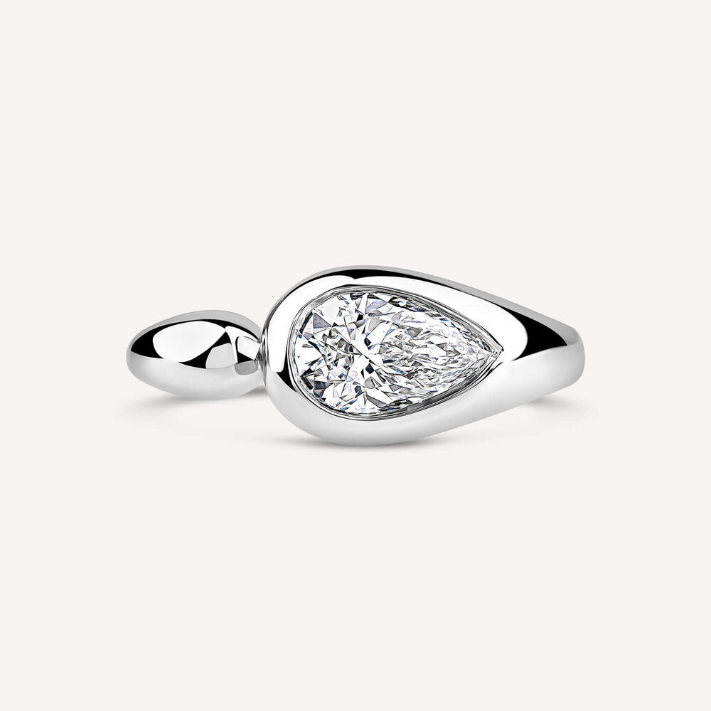 Born Orbit 9ct White Gold Lab Grown 1ct Pear Diamond Ring