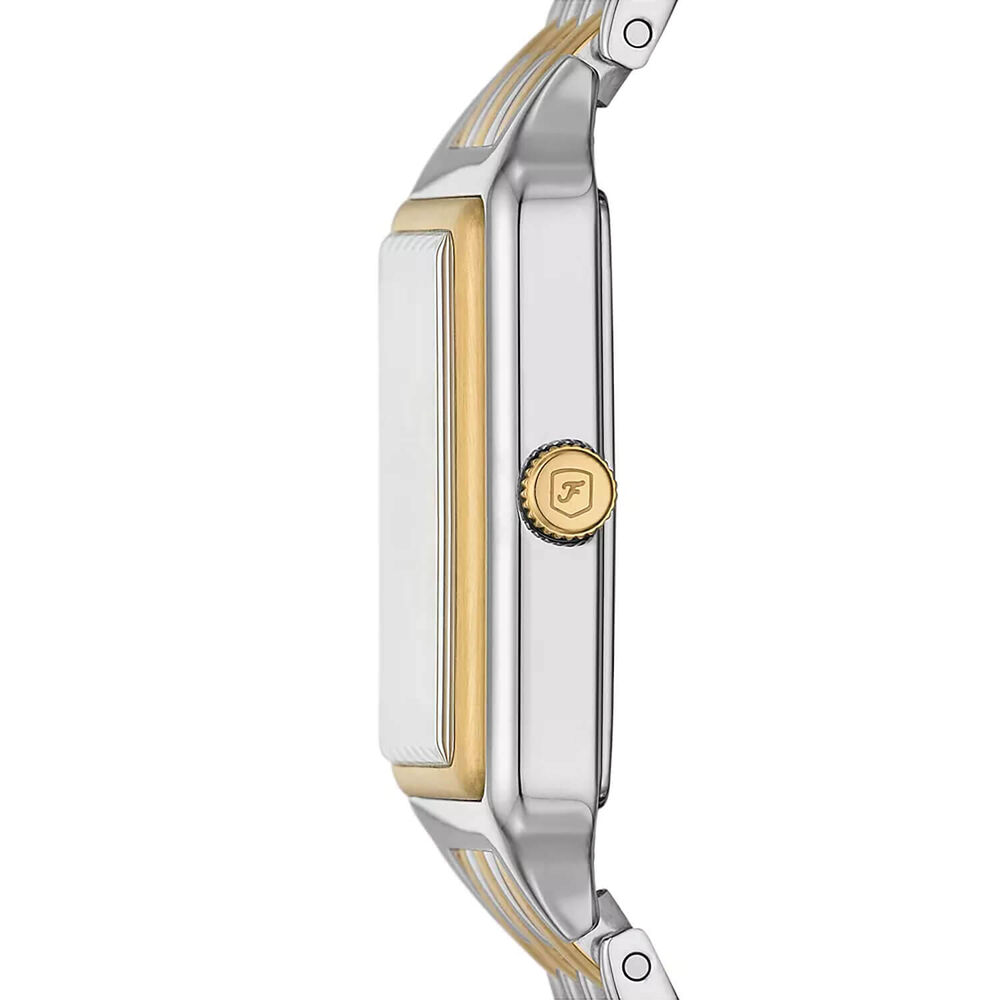 Fossil Raquel 23mm Rectangular Silver Dial Two-Tone Case & Bracelet Watch image number 1