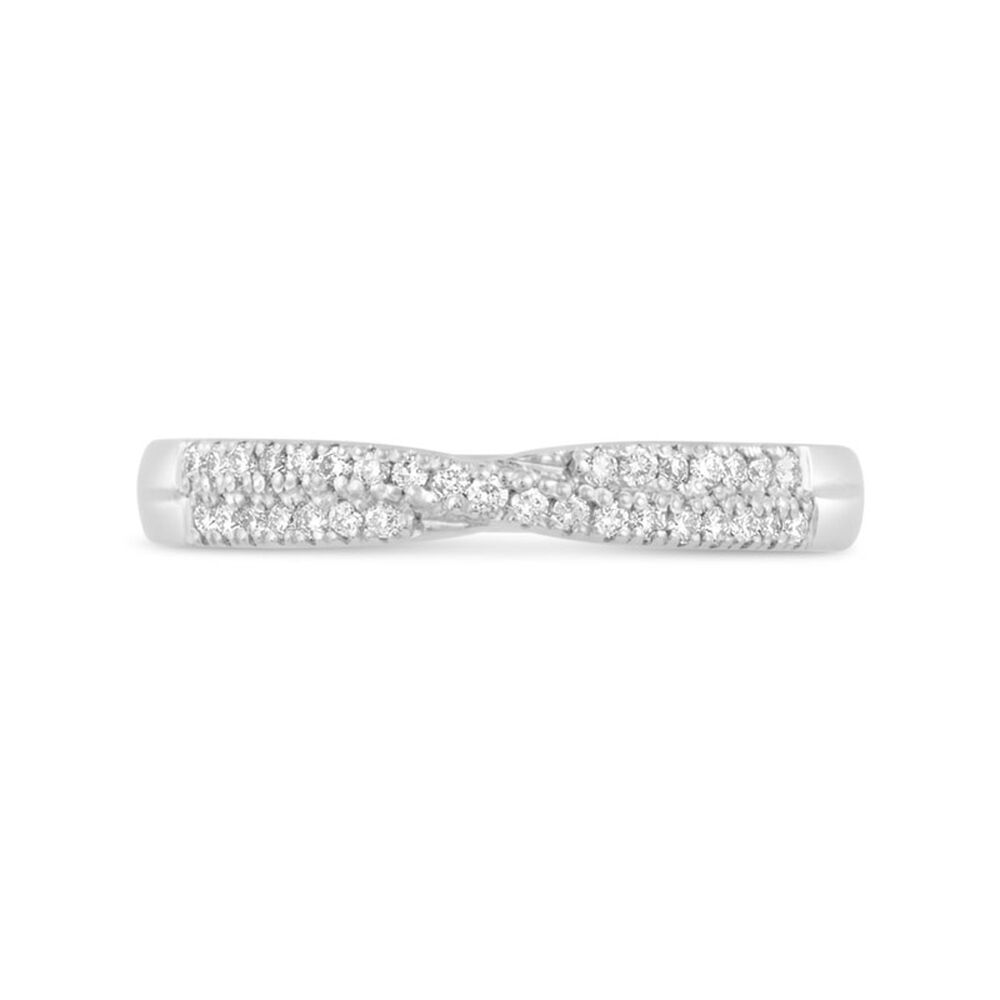 Ladies' 18ct White Gold 0.17 Carat Diamond Crossover Shaped Wedding Ring image number 1