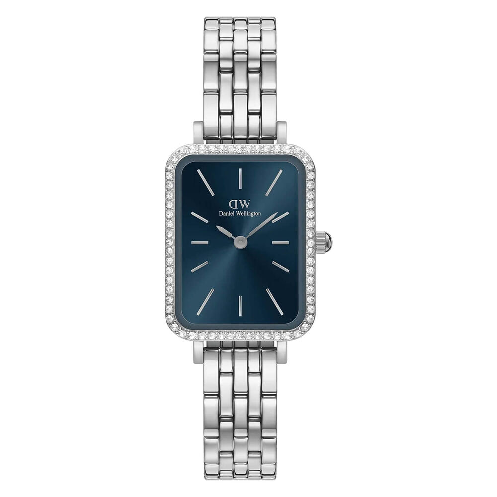 Daniel Wellington Quadro 20x26mm Arctic Blue Dial Silver Stainless Steel Bracelet Watch image number 0