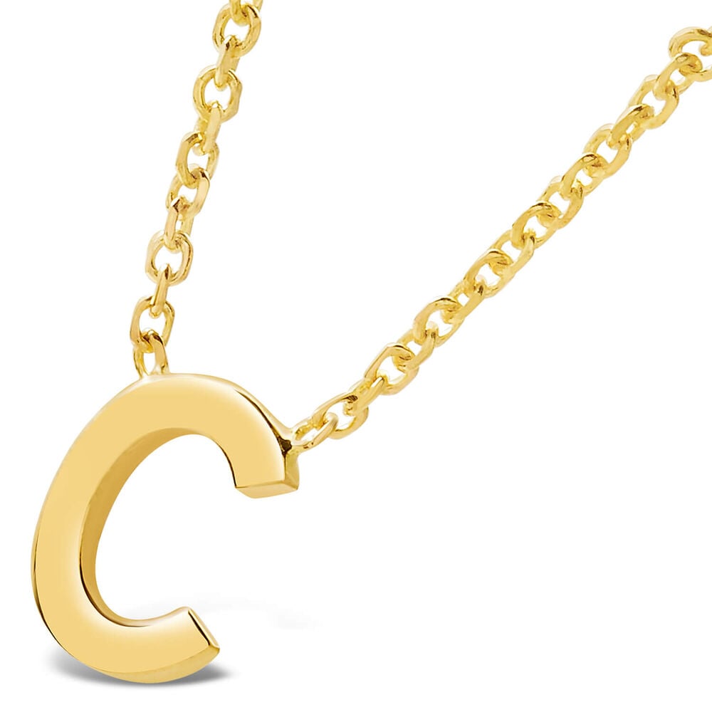 9 Carat Yellow Gold Petite Initial C Necklet (Chain Included) image number 1