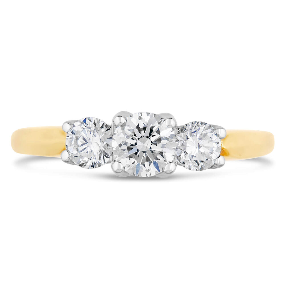 18ct gold ladies 0.75 carat diamond graduated three stone ring image number 1