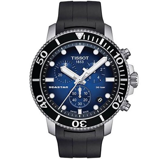 Tissot Seastar Powermatic Blue Dial Date Feature Steel Bracelet Watch