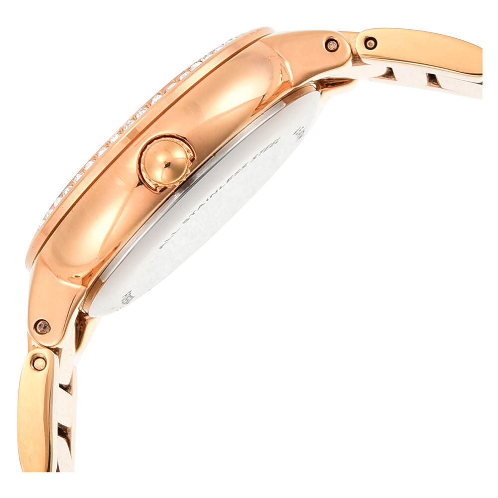 Fossil Virginia 28mm White Dial Rose Gold IP Case Bracelet Watch image number 3