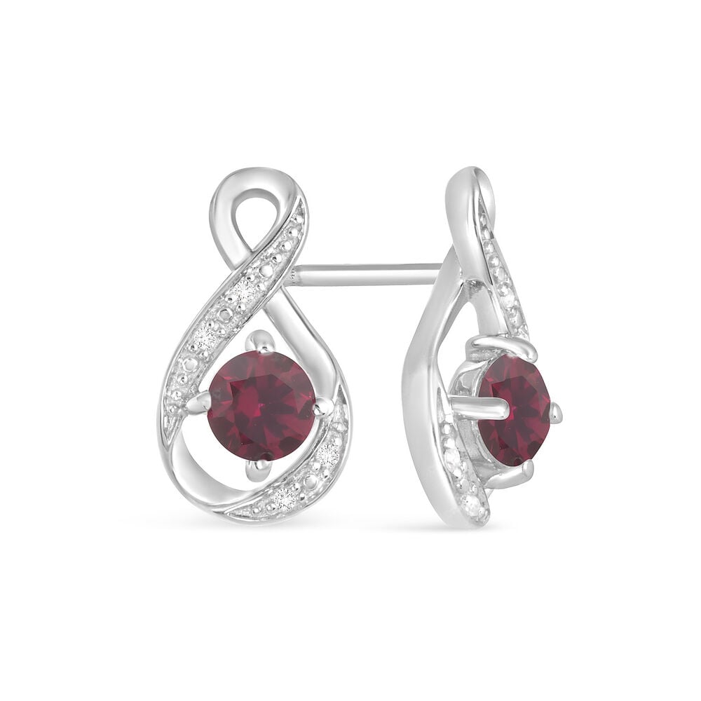 Sterling Silver and Cubic Zirconia July Birthstone Stud Earrings image number 1
