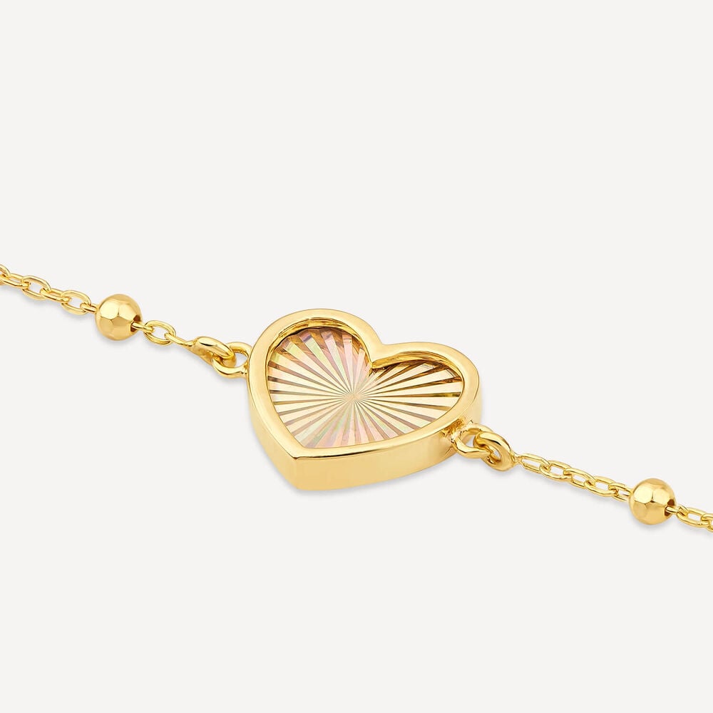 9ct Yellow Gold Heart Beaded Bracelet image number 2