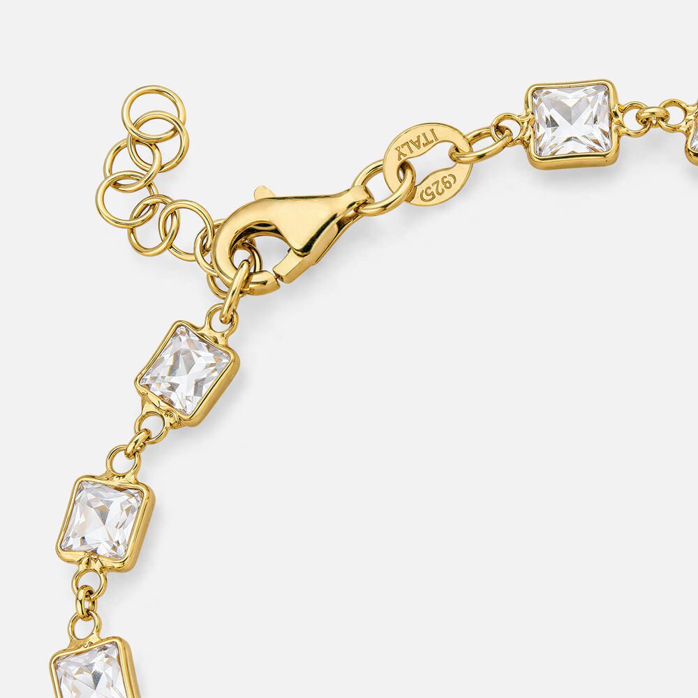 Yellow Gold Plated Sterling Silver Rectangular Cubic Zirconia Series Bracelet