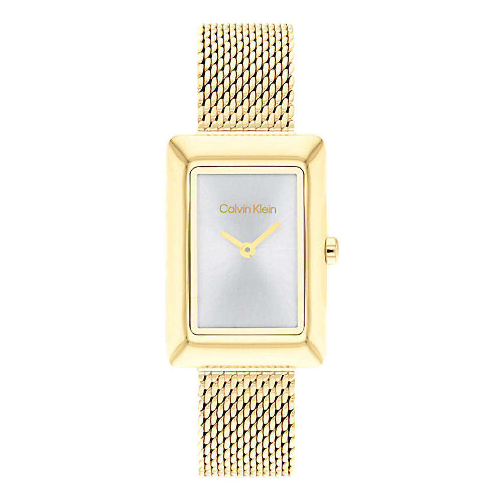 Calvin Klein 22.5mm Silver Dial Two Hand Yellow Gold Mesh Bracelet Watch