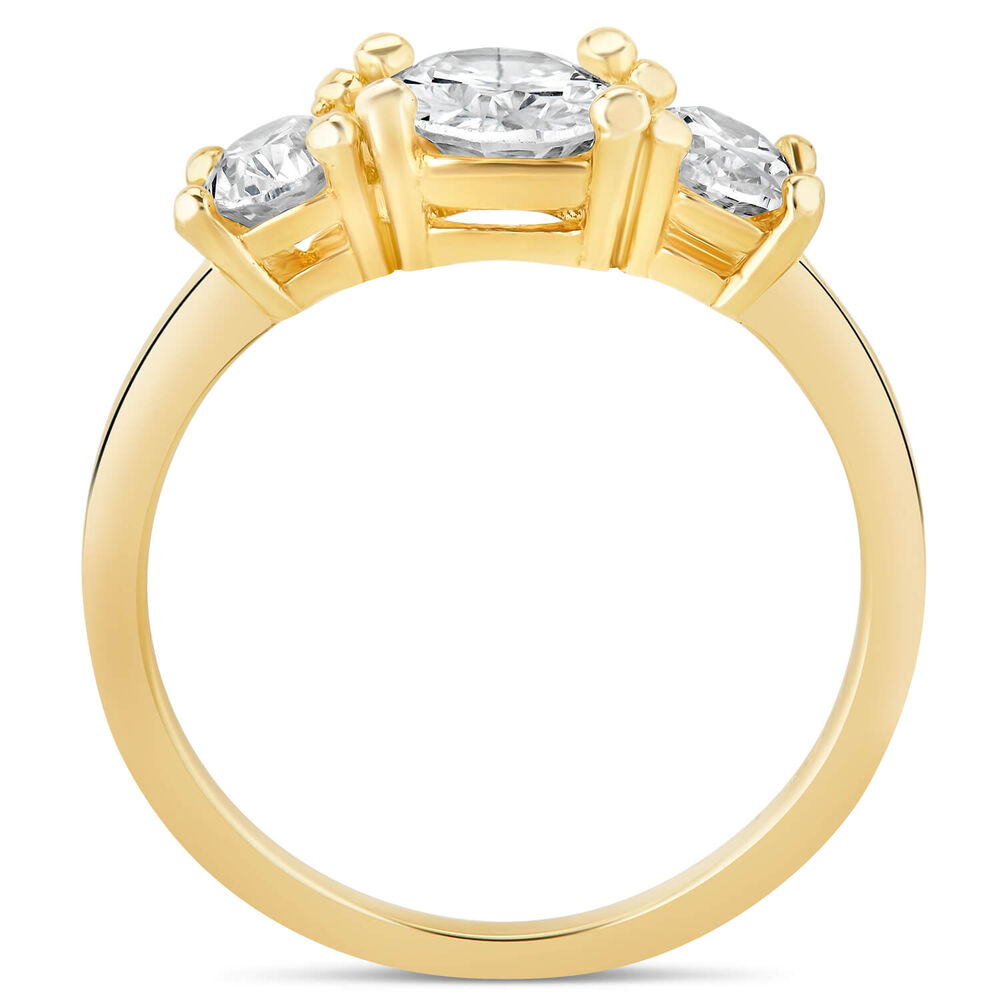 9ct Yellow Gold Three Oval Cubic Zirconia Graduated Three Stone Ring image number 2