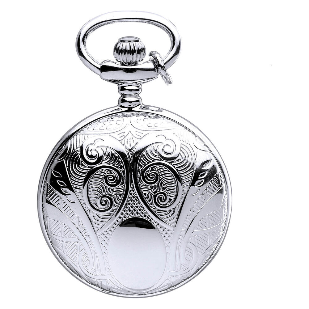 Mount Royal White Roman Numerals Dial Engraved Full Hunter Case Pendant Pocket Watch image number 2