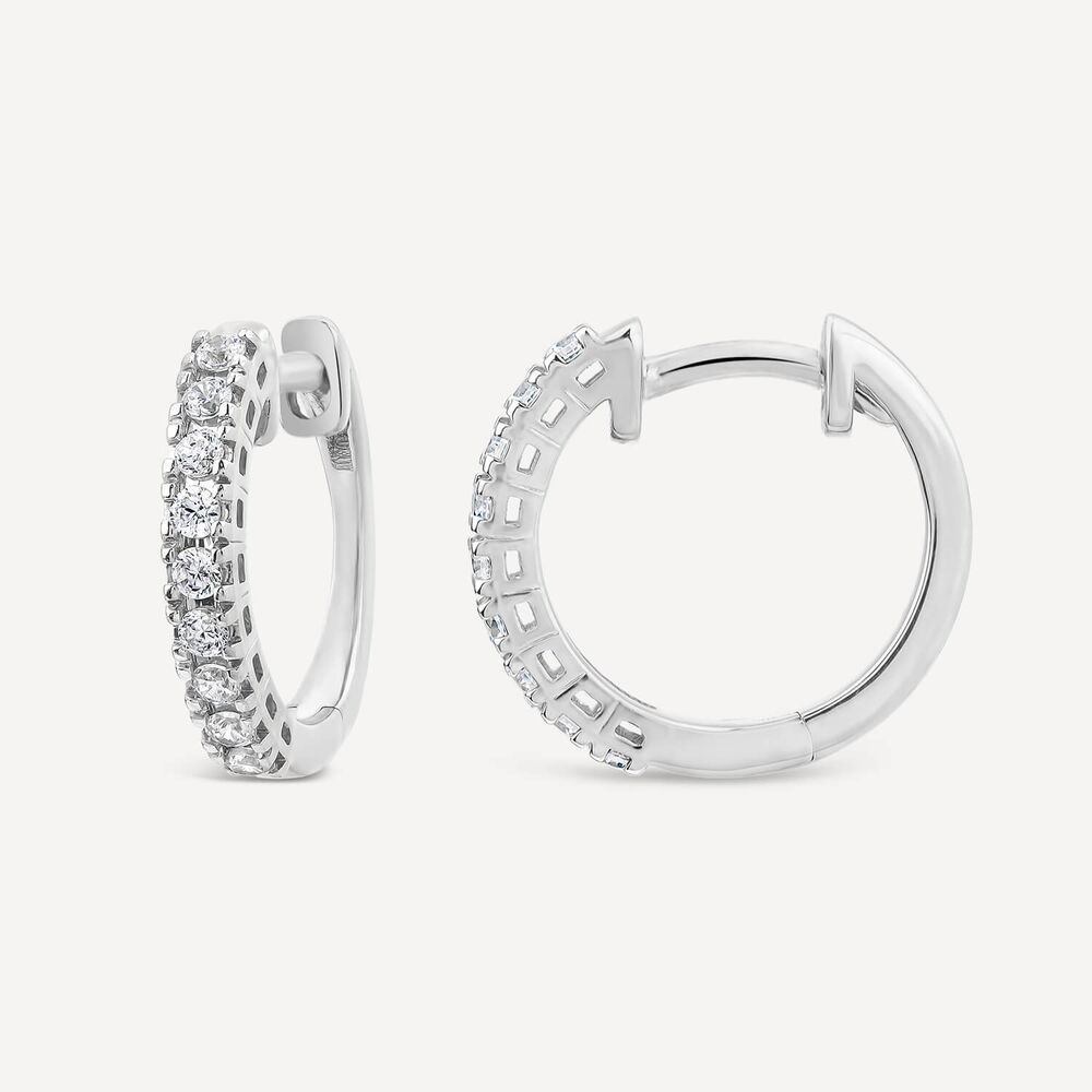 9ct White Gold 0.33ct Diamond Huggie Eternal Hoop Earrings image number 3