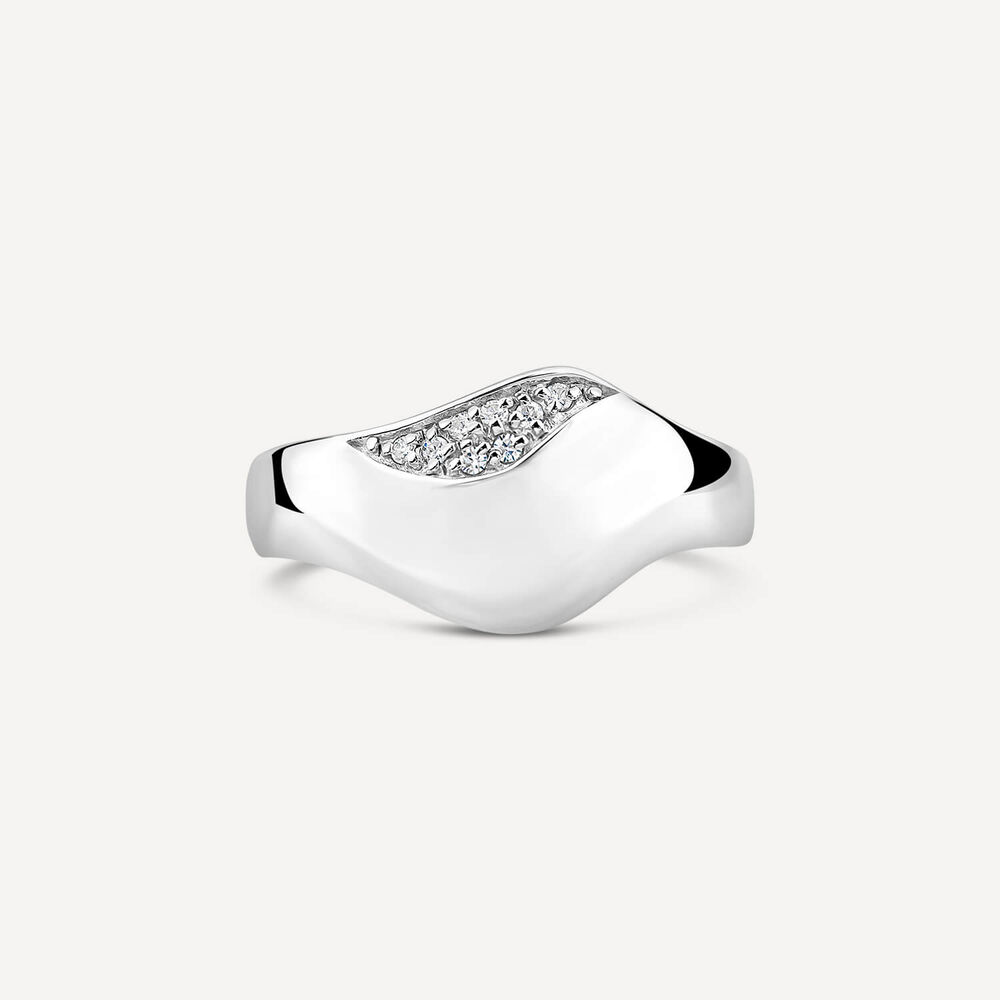 Sterling Silver Cubic Zirconia Polished Plain Curve Ring