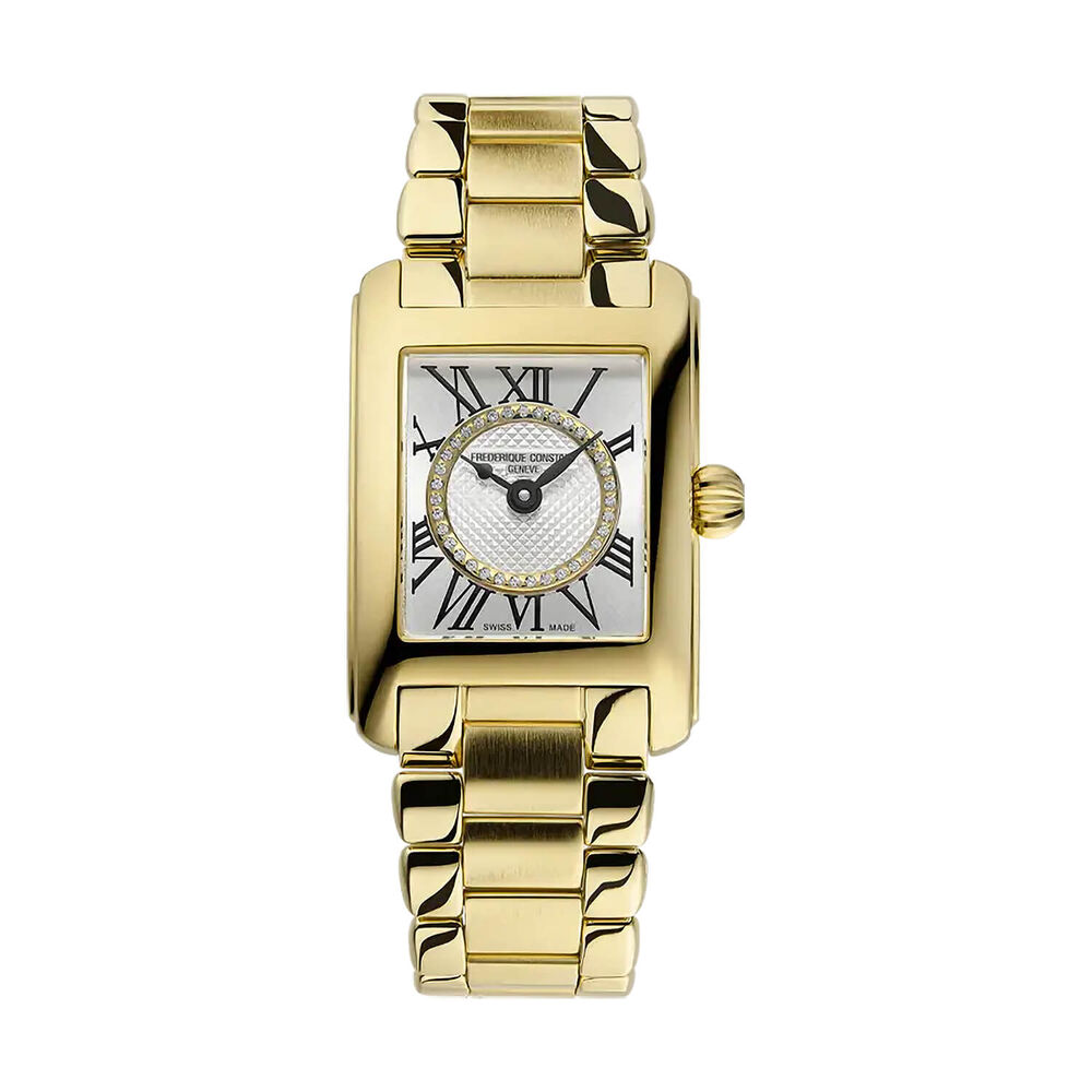 Frederique Constant Classics Caree 30x21mm Silver Dial Gold Tone Steel Bracelet Watch image number 0