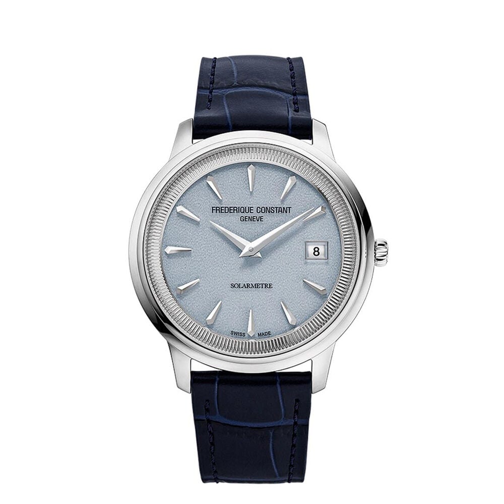 Frederique Constant Classics Moneta Solarmetre 39mm Light Blue Dial Leather Strap Watch