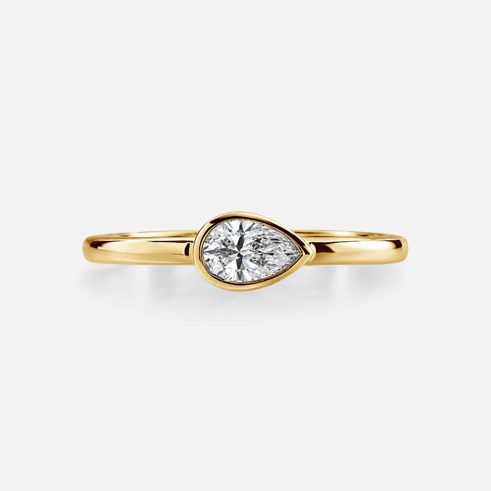 Born Contour 9ct Yellow Gold 0.25ct Pear Lab Grown Diamond Bezel Set Ring