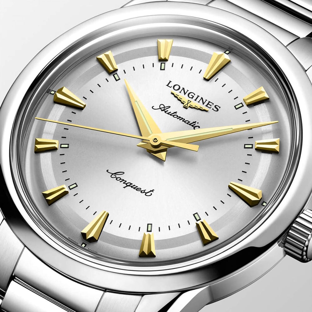 Longines Conquest Heritage 38mm Silver Dial Stainless Steel Bracelet Watch image number 1