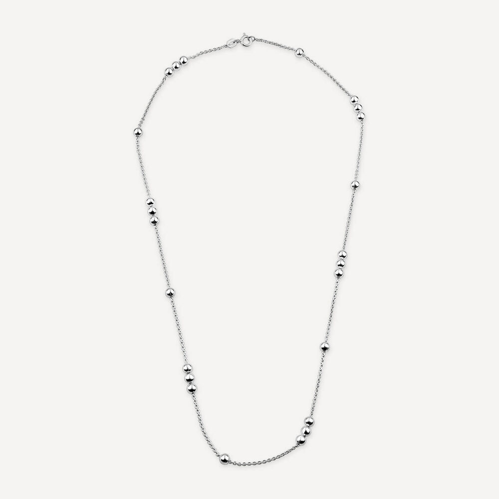 Sterling Silver Stationed Ball Necklet image number 2