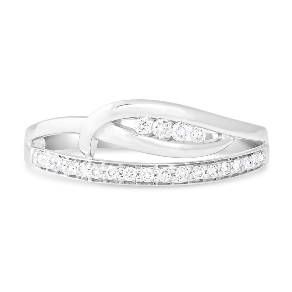 Ladies 9ct White Gold and Diamond Loop Dress Ring image number 1