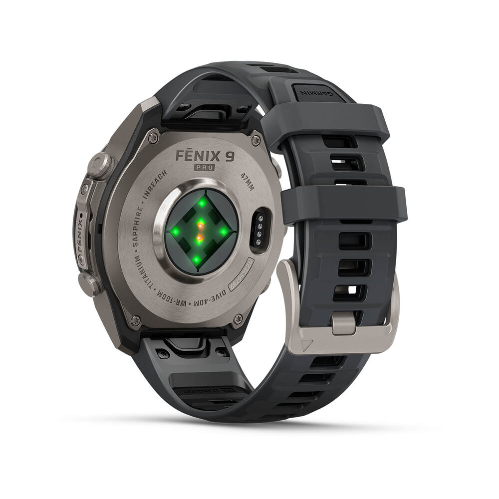 Garmin fenix 9 Pro 47mm Titanium Graphite/Black Silicone Strap Watch