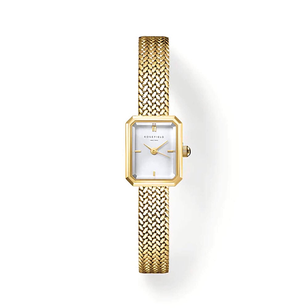 Rosefield Mini 15x18.5mm White Dial Yellow Gold Tone Steel Bracelet Watch
