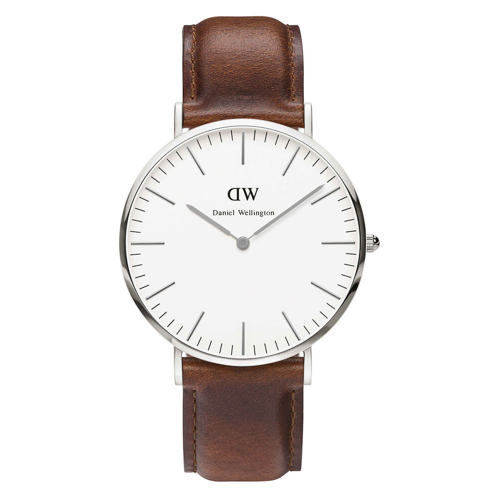 Daniel Wellington Classic St Mawes men's stainless steel and brown leather strap watch
