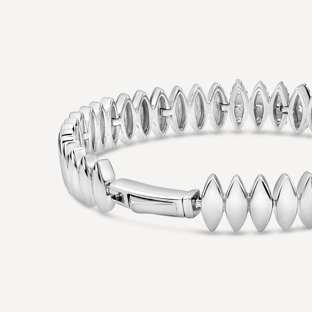 Sterling Silver Marquise Cubic Zirconia & Polished Oblong Links Bracelet image number 4