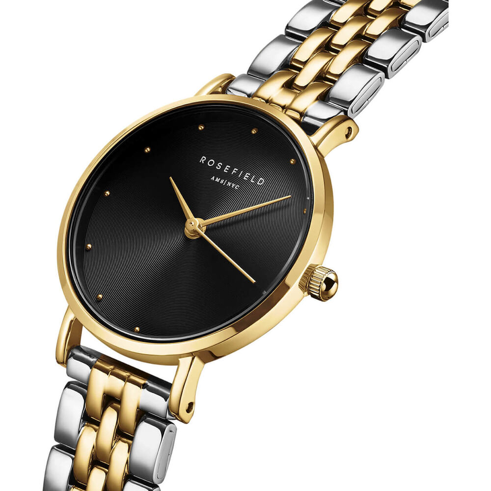 Rosefield Small Edit Black Duotone 26mm Black Dial Two Tone Steel Bracelet Watch image number 1