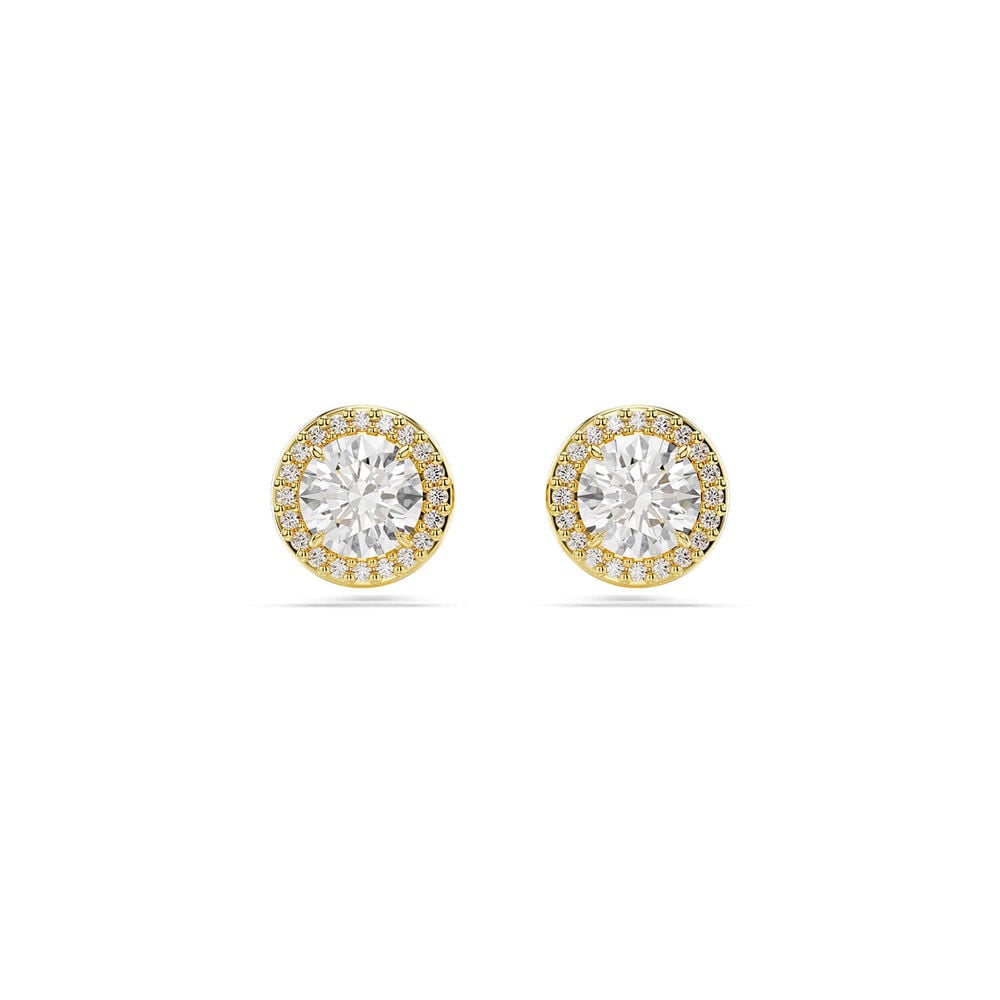 Swarovski Una Angelic Round Cubic Zirconia 18ct Yellow Gold Finished Stud Earrings