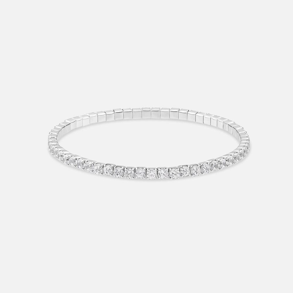 Sterling Silver Cubic Zirconia Flexible Tennis Braceet