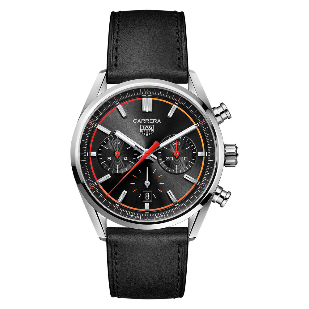 TAG Heuer Carrera 42mm Black Dial & Strap Red Detail Watch