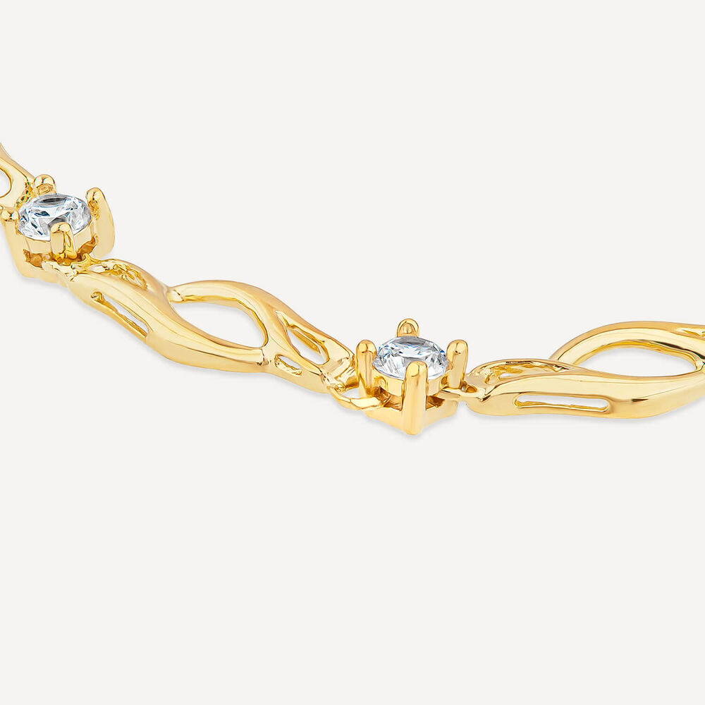 9ct Yellow Gold Cubic Zirconia Set Twist Curve Bracelet image number 2