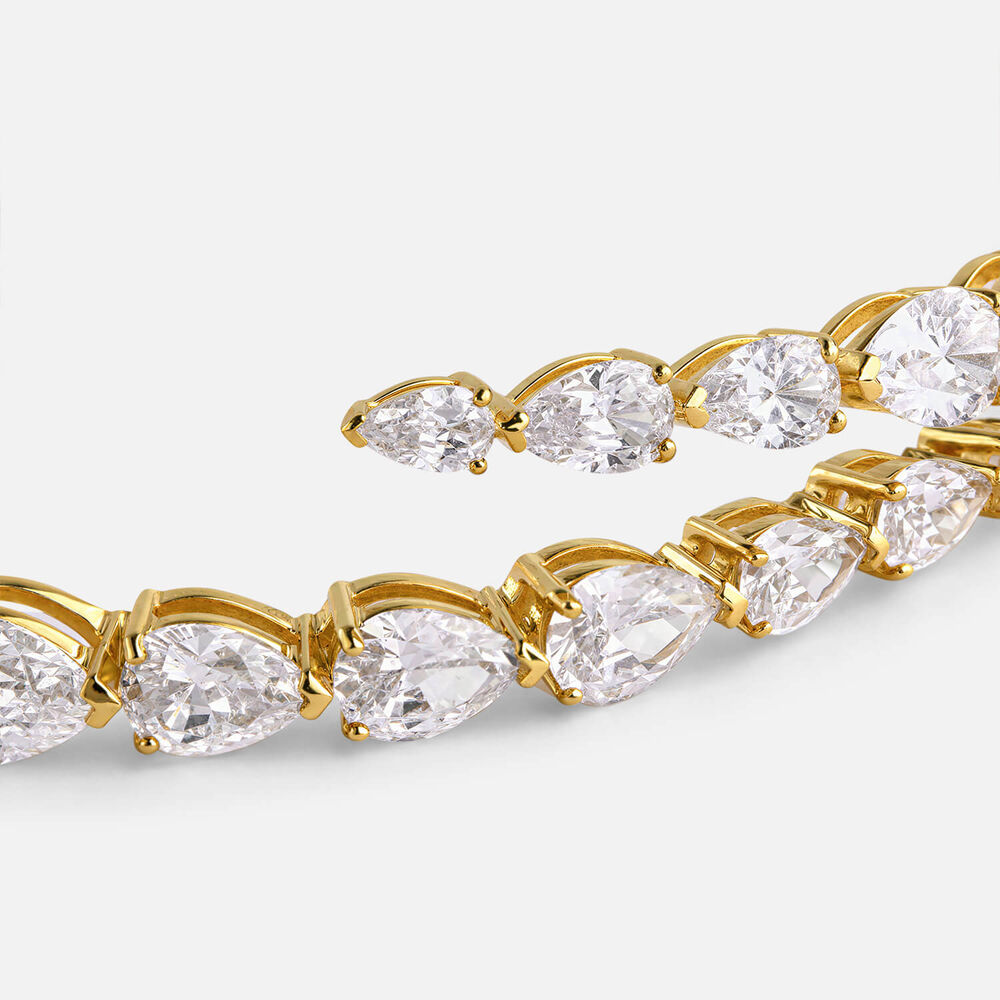 Yellow Gold Plated Sterling Silver Pear Cubic Zirconia Bangle