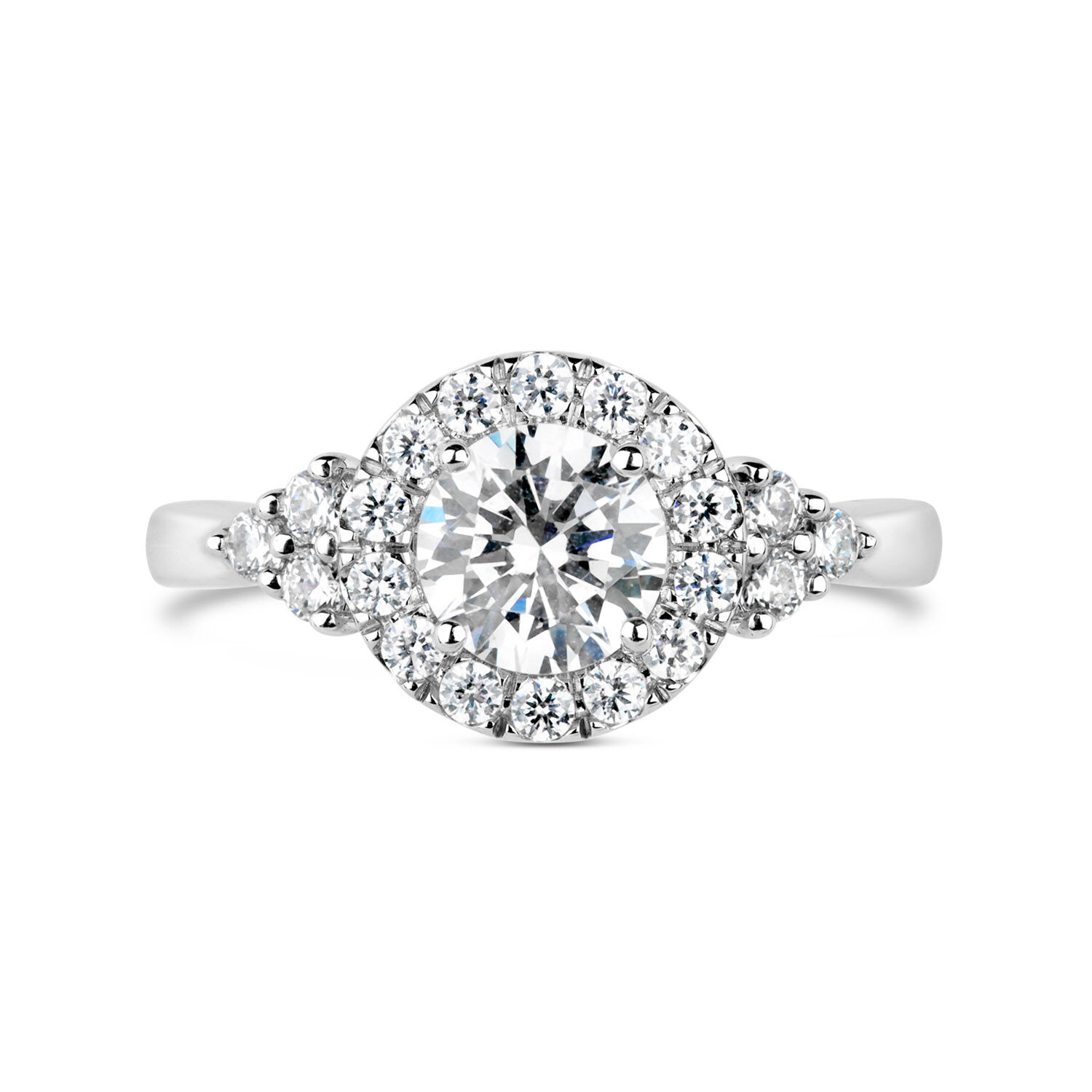 Revere 9ct white gold cubic zirconia twist shoulder ring hot sale