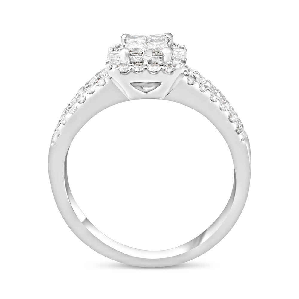 Ladies' 9ct White gold Quad Cluster Engagement Ring 0.58ct image number 2