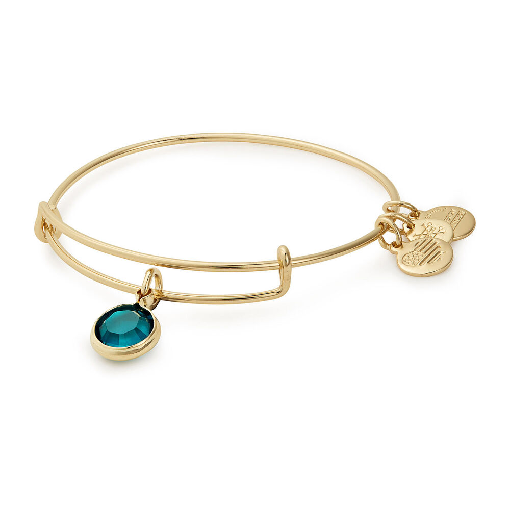 Alex And Ani Gold-Tone Emerald Swarovski Crystal May Birthstone Bangle image number 0