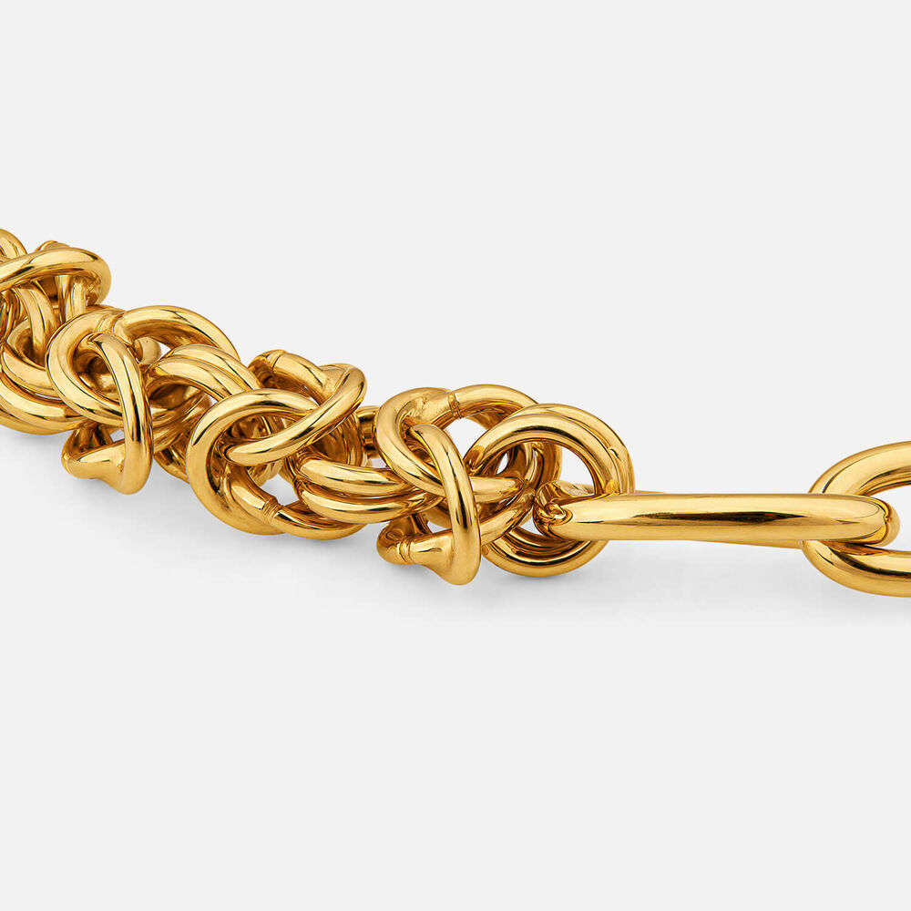 Yellow Gold Plated Sterling Silver Twist & Open Link Bracelet