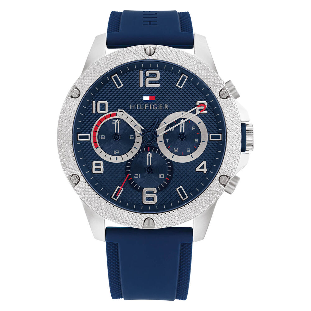 Tommy Hilfiger 46mm Blue Dial Blue Silicone Strap Watch
