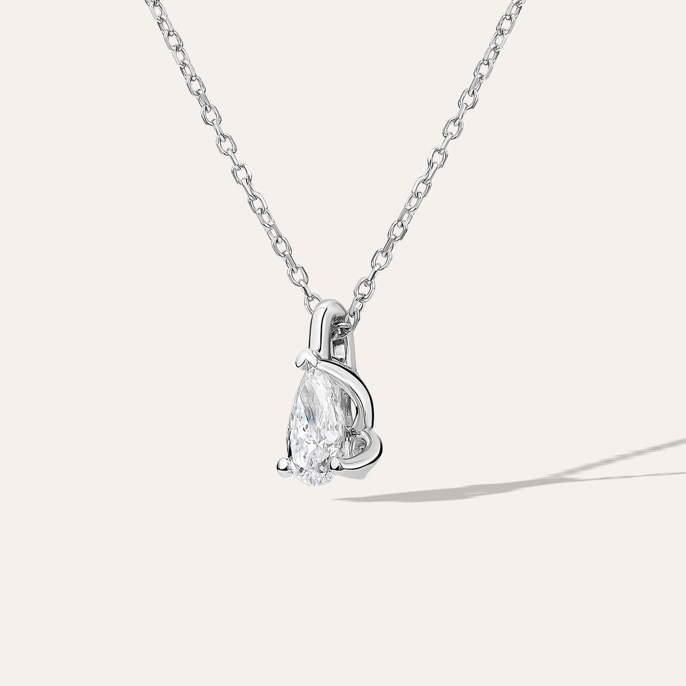 Born 9ct White Gold 0.30ct Lab Grown Pear Diamond Pendant