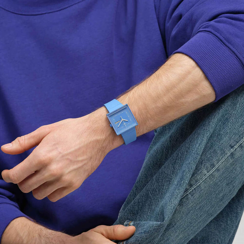 Swatch Bioceramic What If...Sky? Square Dial Blue Strap Watch image number 4