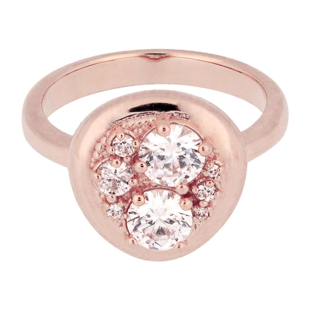 Bronzallure Preziosa 18ct Rose Gold-plated Cubic Zirconia Ring