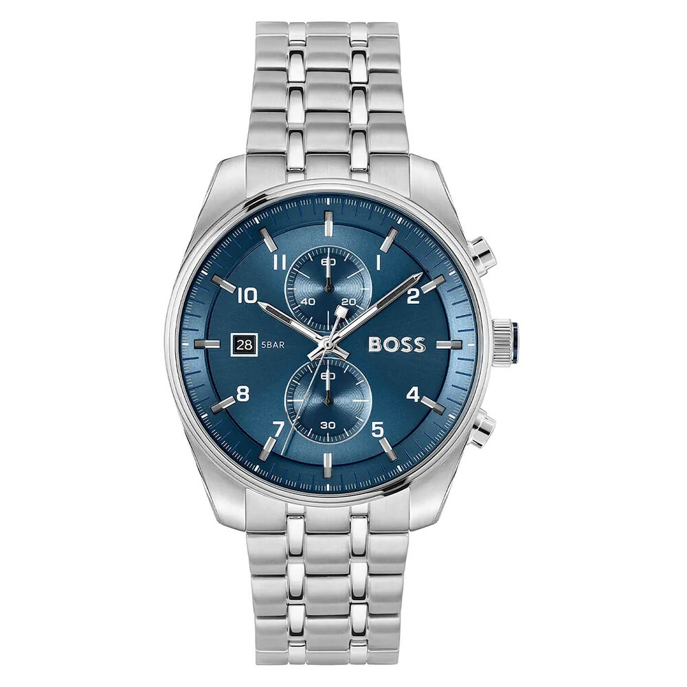 BOSS Skytraveller 44mm Blue Dial Steel Bracelet Watch image number 0