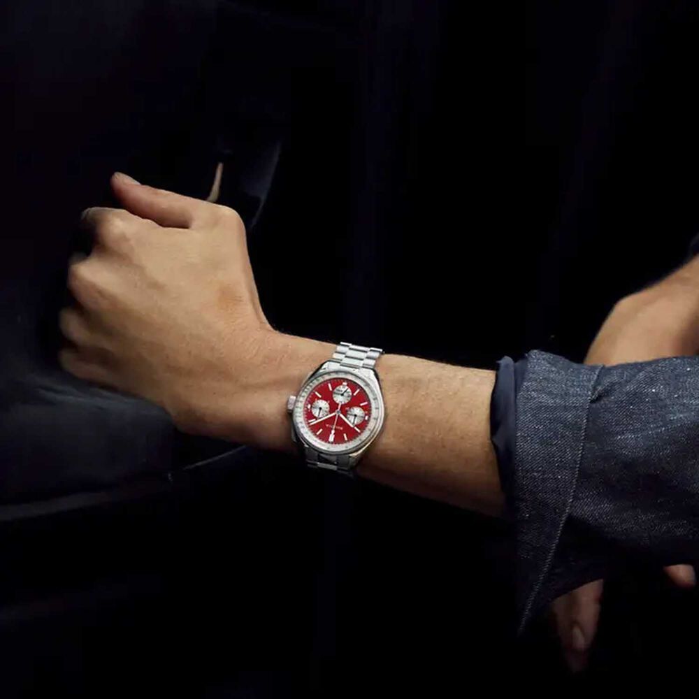 Bulova Lunar Pilot Chronograph Blood Moon 44mm Red Dial Steel Bracelet Watch image number 8