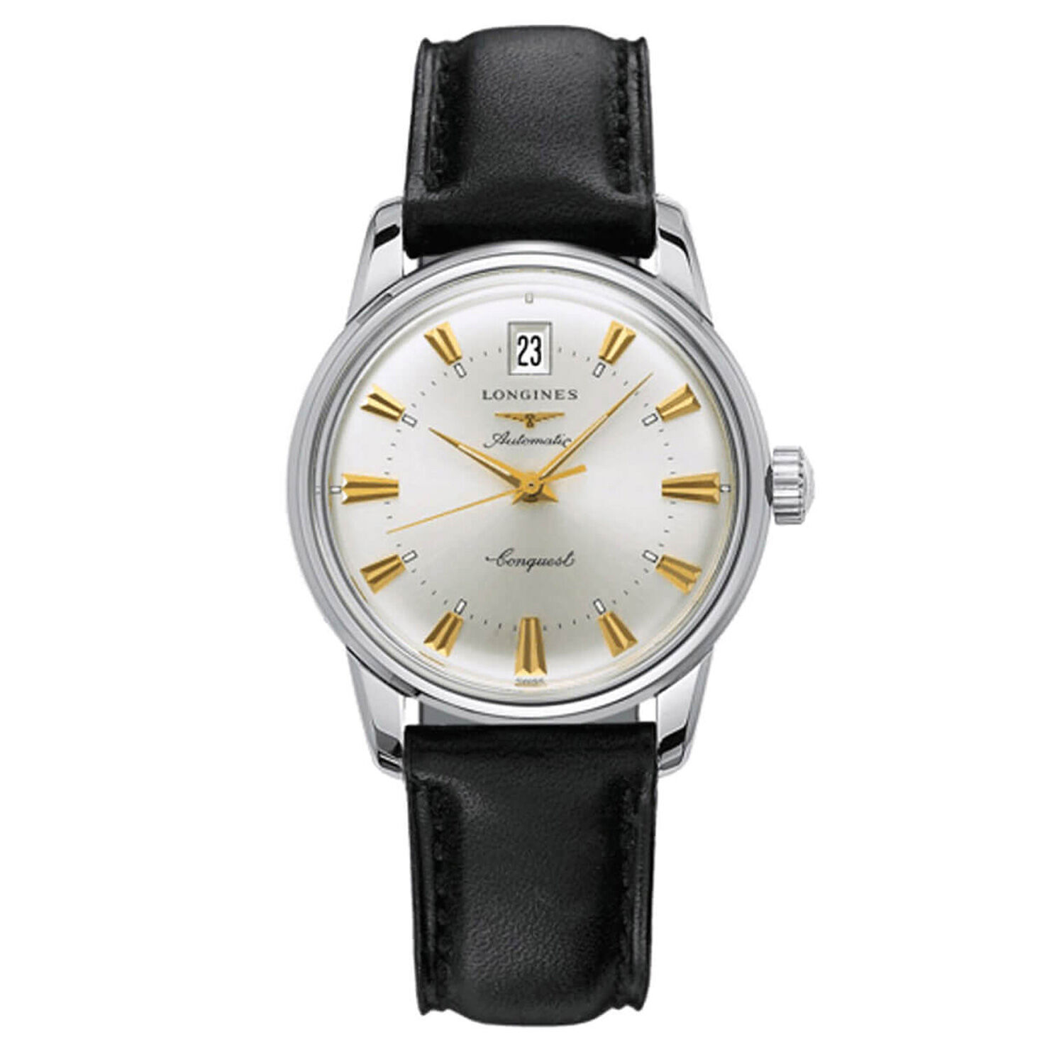 Longines Performance Conquest Silver Dial Black Strap Watch