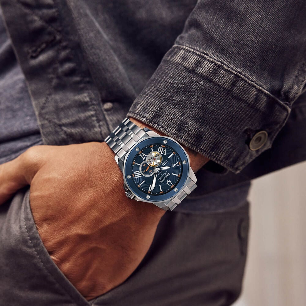 Bulova Marine Star Automatic 45mm Blue Dial Stainless Steel Bracelet Watch image number 5