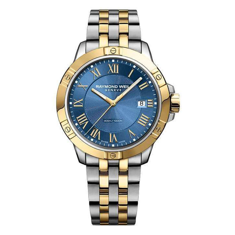 Pre-Owned Raymond Weil Tango 41mm Blue Dial Two Tone PVD Bracelet Watch