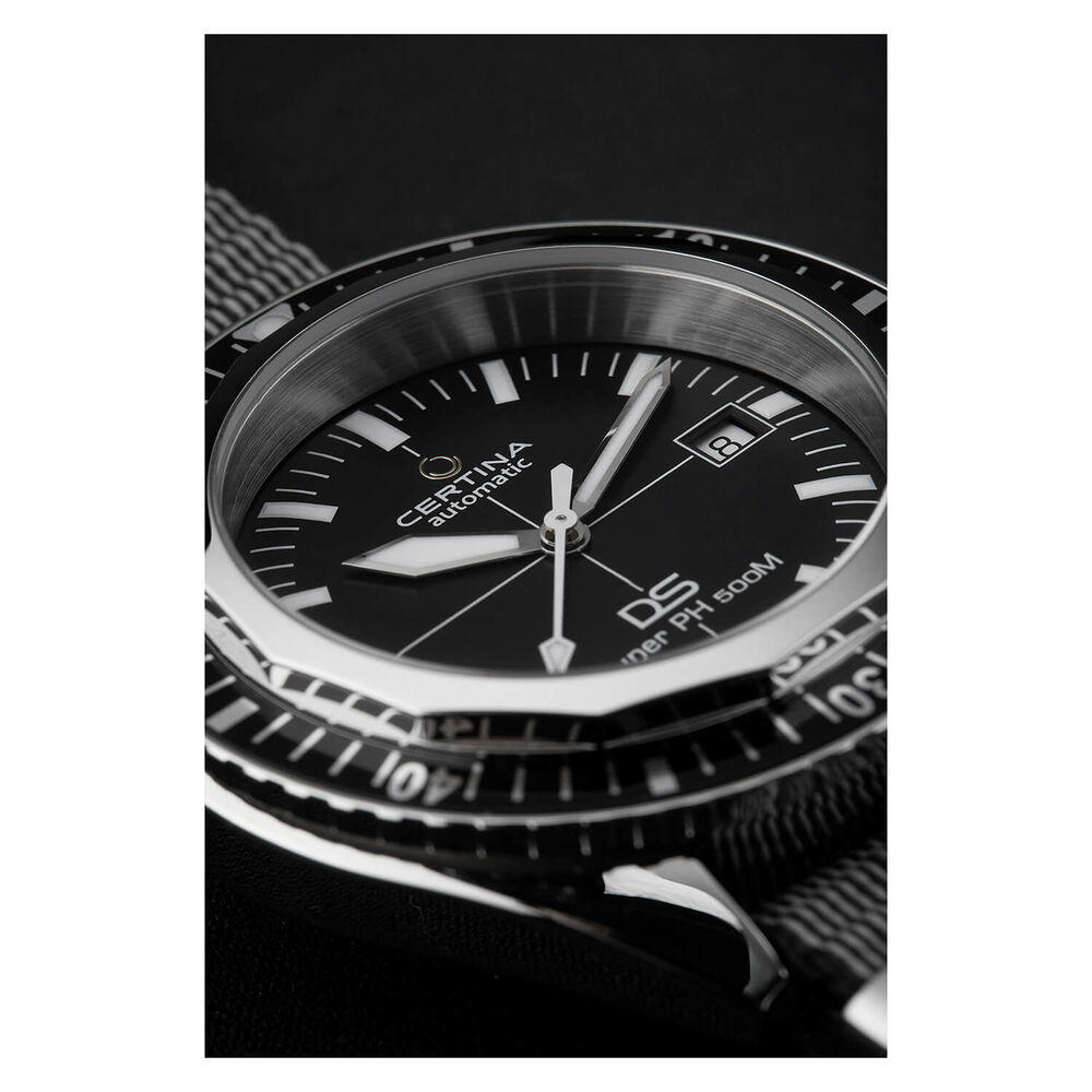 Certina DS Super PH500M 43mm Black Dial Black Bezel Steel Case NATO Strap Watch image number 5