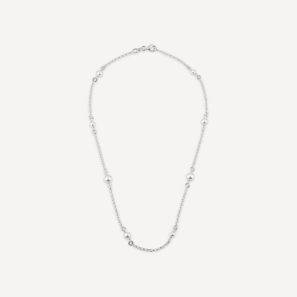 Sterling Silver Pearl Station Necklet image number 2