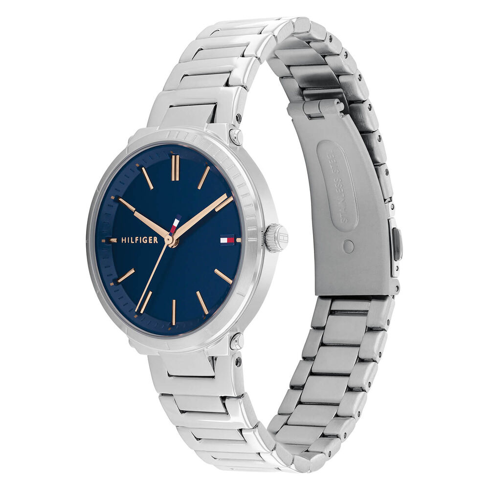 Tommy Hilfiger 34mm Blue Dial Gold Plated Detail Steel Case Bracelet Watch